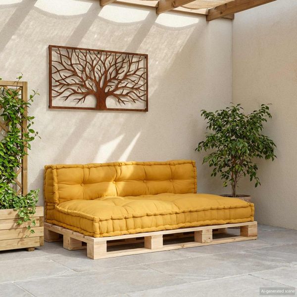Кушон за палетен диван 2 pcs Жълто 120 x 80 x 38 см Текстил