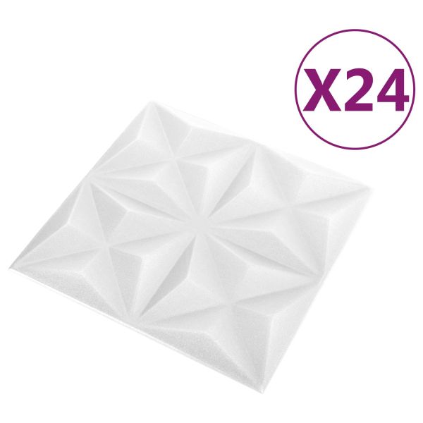 Стенни панели 24 pcs Оригами Бял 50 x 50 cm XPS Пяна