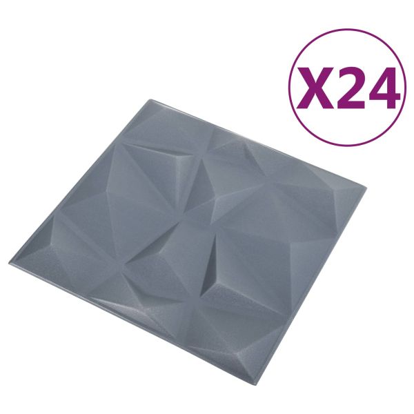 Стенни панели 24 pcs Диамант Сив 50 x 50 cm XPS Пяна