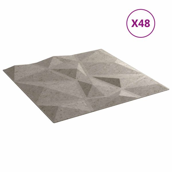 Стенни панели 48 pcs Бетонно Сиво 50 x 50 cm XPS Пяна