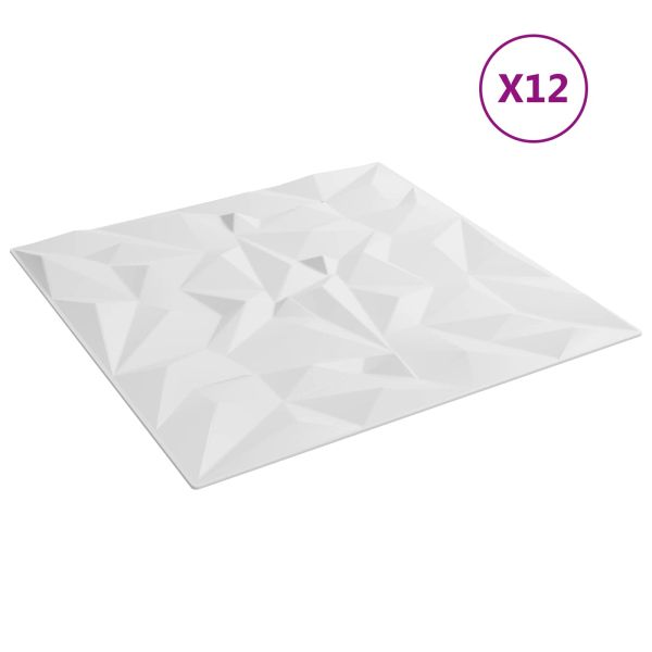 Стенни панели 12 pcs Бял 50 x 50 cm XPS Пяна