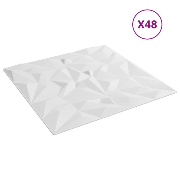 Стенни панели 48 pcs Бял 50 x 50 cm XPS Пяна