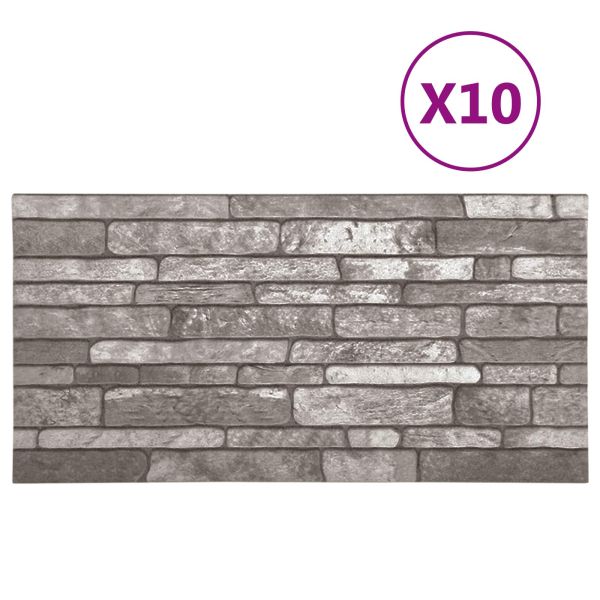 Стенни панели 10 pcs Тъмносиво 100 x 50 cm EPS пяна