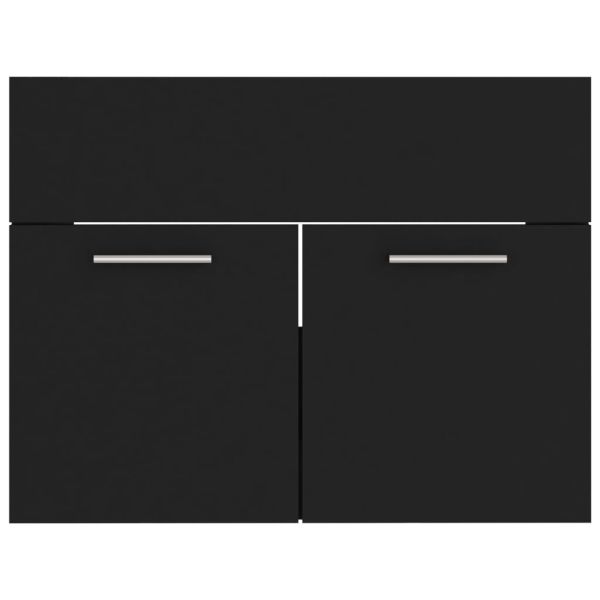 Долен шкаф за мивка, черен, 60x38,5x46 см, инженерно дърво