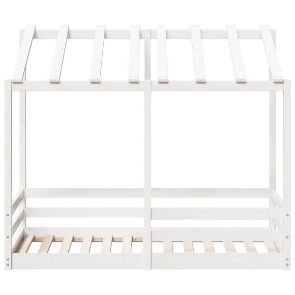 Детско легло с покрив, бяло, 80x160 см, борово дърво масив