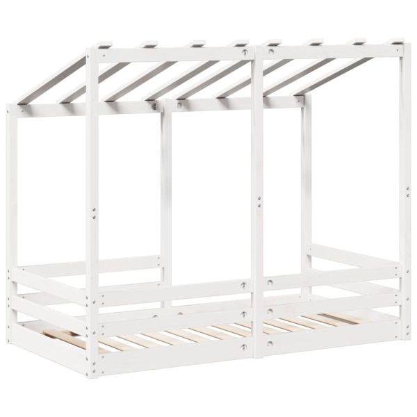 Детско легло с покрив, бяло, 80x160 см, борово дърво масив