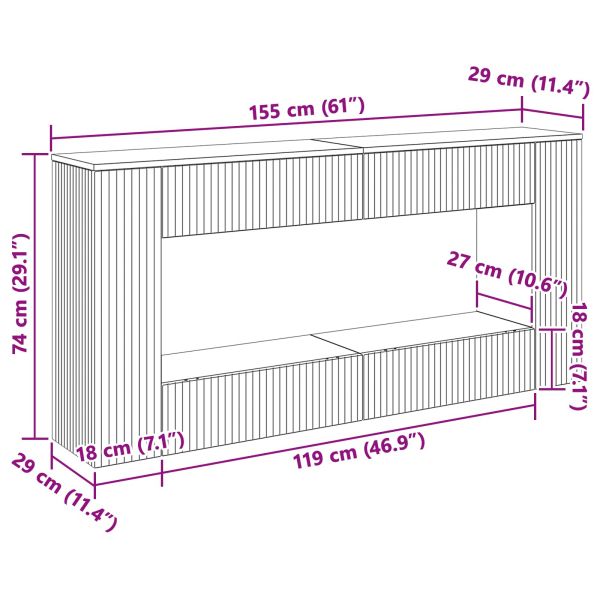 Конзолна маса На райета Бетонно Сиво 155 x 29 x 74 см