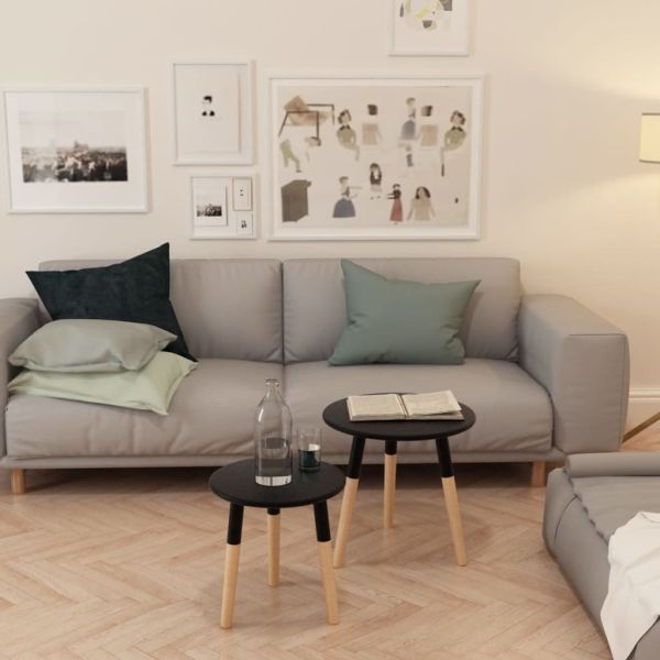 vidaX Комплект от 2 масички, иглолистна дървесина масив, черни