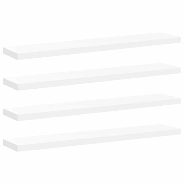 Окачени стенни рафтове, 4 бр, бели, 120x23,5x3,8 см, МДФ