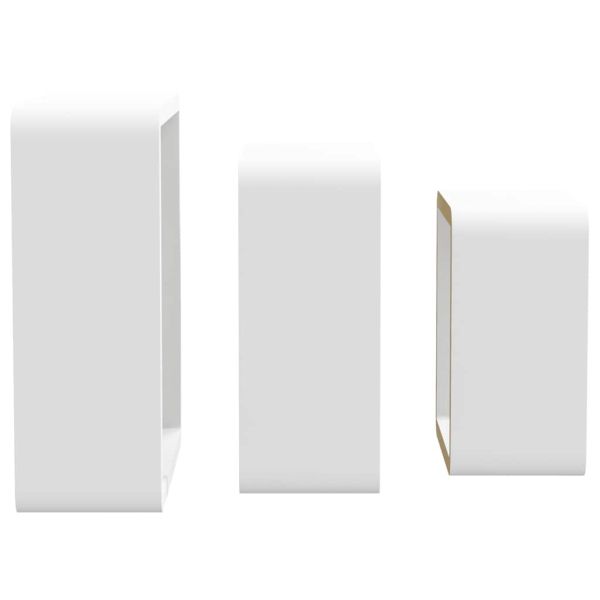 Стенни кубични рафтове, 3 бр, бели, МДФ