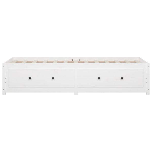 Дневно легло Бял 90x190 см Single борово дърво масив