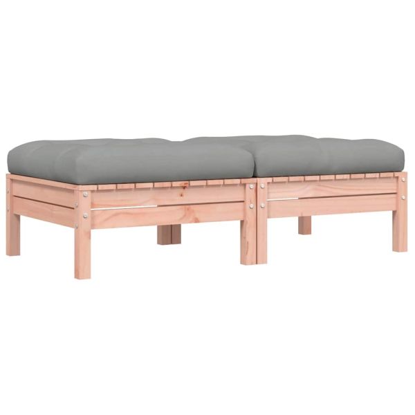 Градински табуретки с възглавници, 2 бр, дугласко дърво масив