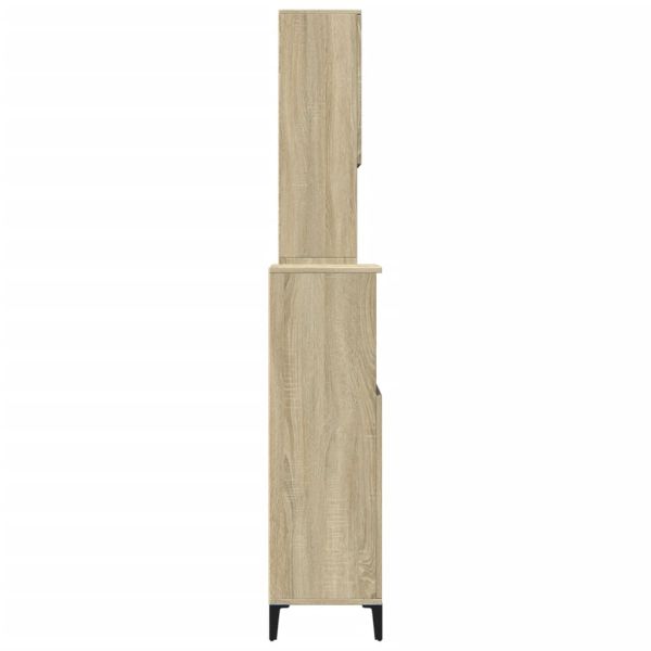 Комплект шкафове за баня от 3 части дъб сонома инженерно дърво