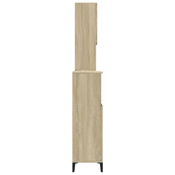 Комплект шкафове за баня от 3 части дъб сонома инженерно дърво