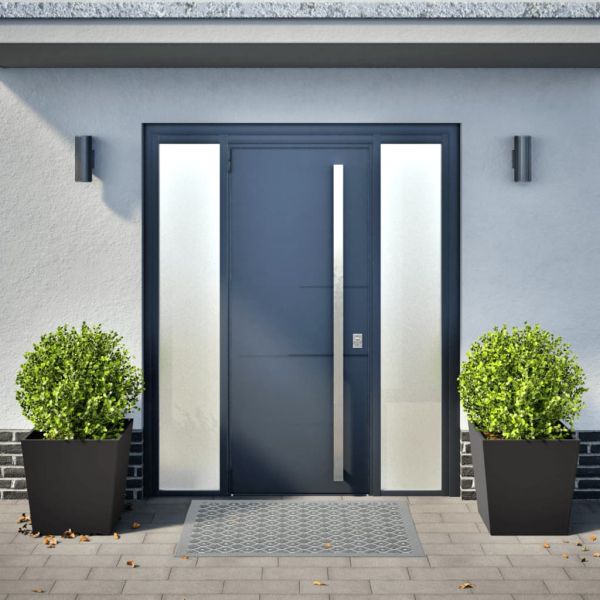 Градински кашпи, 2 бр, черни, 50x50x50 см, стомана