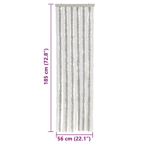 Ресни за врата против мухи, светлосиво и бяло, 56x185 см, шенил