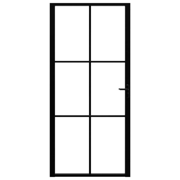 Интериорна врата, ESG стъкло и алуминий, 93x201,5 см, черна