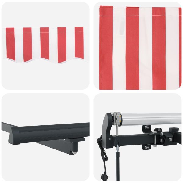 Сгъваем навес Червено и бяло 450 × 350 cm Тъкан и алуминий