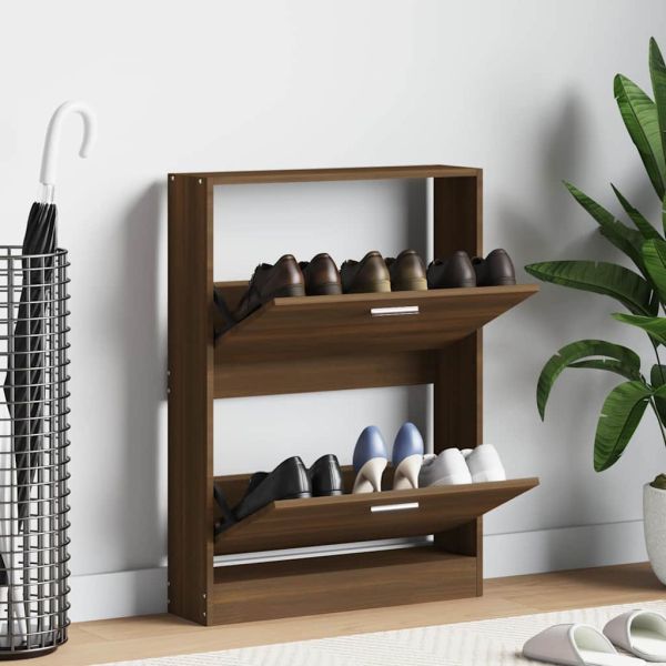 Шкаф за обувки, кафяв дъб, 59x17x81 см, инженерно дърво