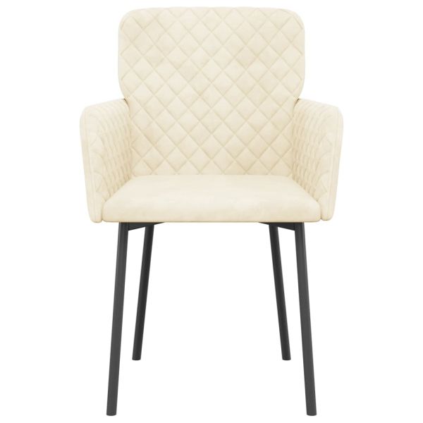 Трапезни столове, 2 бр, кремави, кадифе