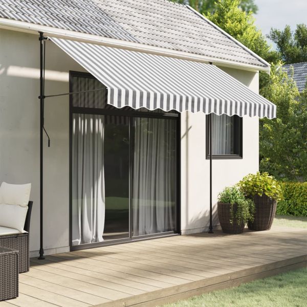 Резервно платнище за волан за тенти, антрацит-бели ленти, 3 м