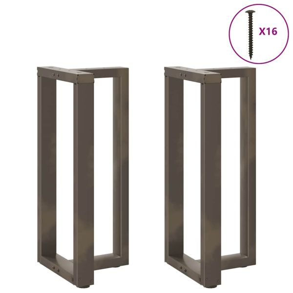 Крака за бар маса, Т-образни, 2 бр., черни, 50x35x(90-91) см, стомана