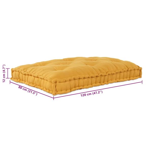 Кушон за палетен диван Жълто 120 x 80 x 12 cm Текстил