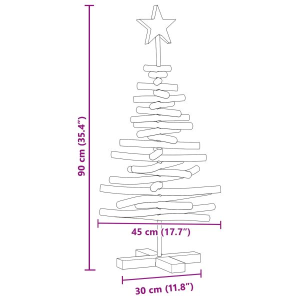 Коледно дърво с поставка Кафяво 90 cm Тиково дърво масив