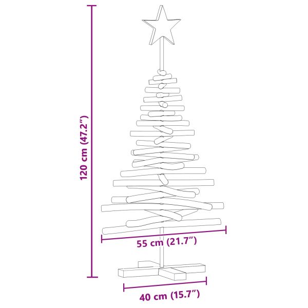 Коледно дърво с поставка Кафяво 120 cm Тиково дърво масив