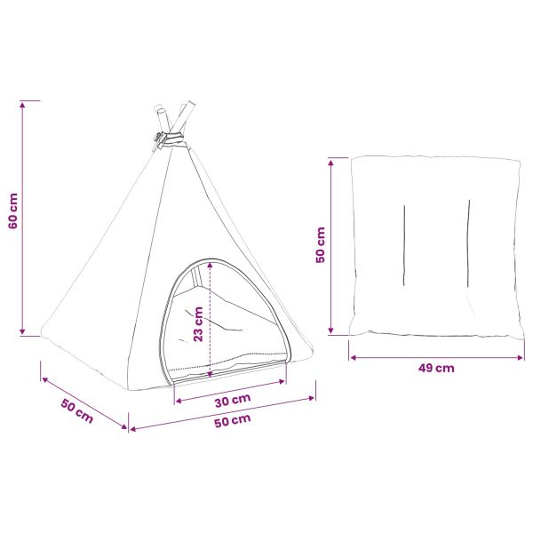Домашен тенти за животни с възглавница 50 x 50 x 60 cm