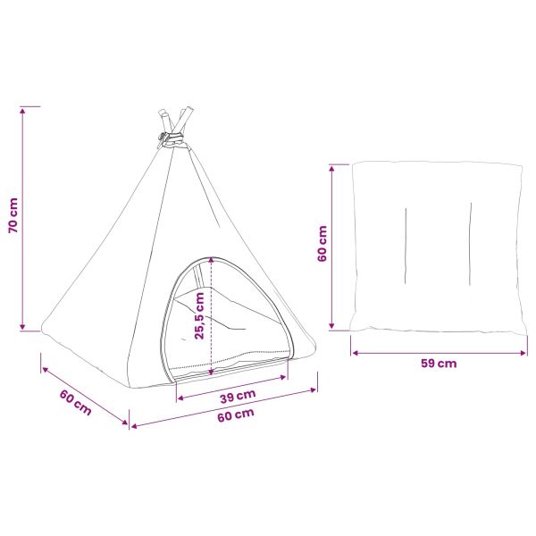 Домашен тенти за животни с възглавница 60 x 60 x 70 cm