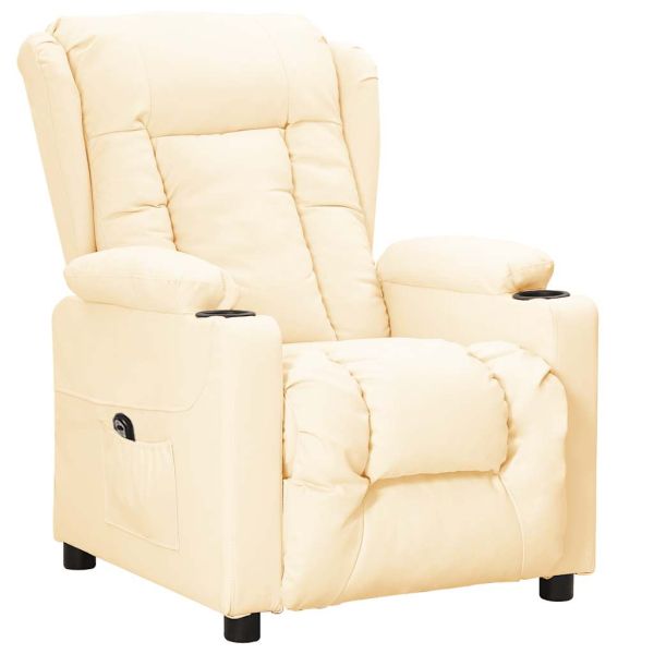 Изправящ стол, кремав, изкуствена кожа