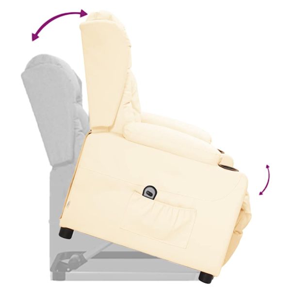 Изправящ стол, кремав, изкуствена кожа