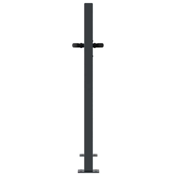 Градинска порта, антрацит, 100x100 см, стоманена, дизайн с дърво