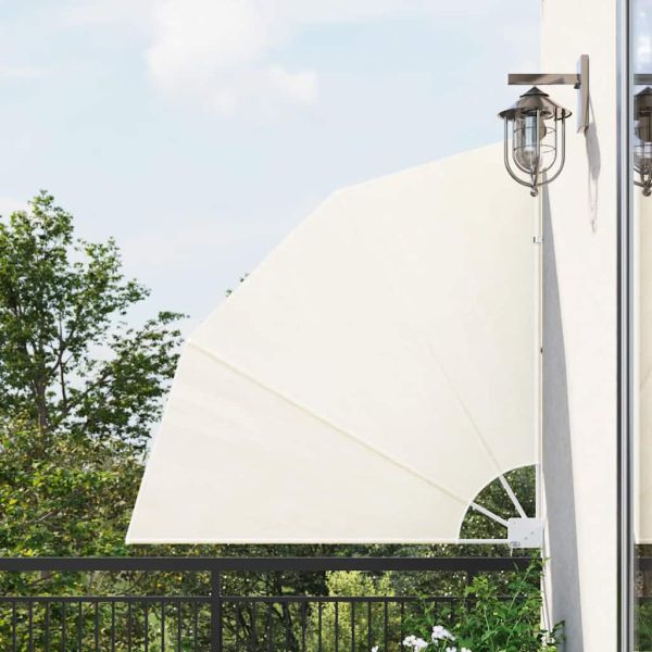 Сгъваема странична тента за балкон, кремава, 140x140 см