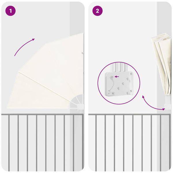 Сгъваема странична тента за балкон, кремава, 140x140 см