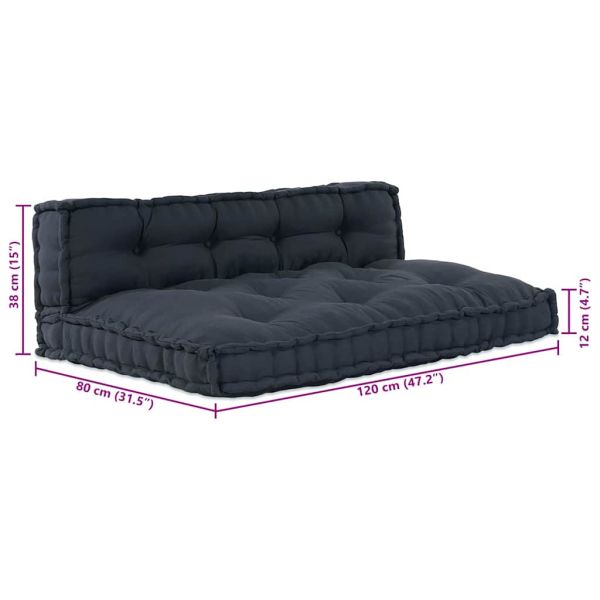 Кушон за палетен диван 2 pcs Антрацит 120 x 80 x 38 см Текстил
