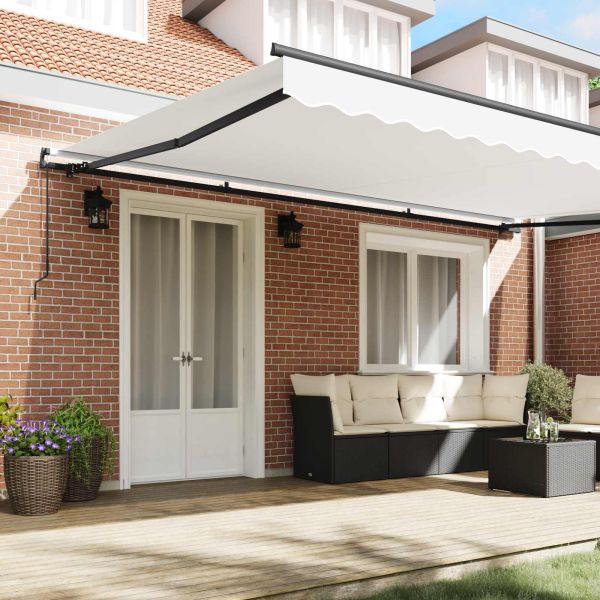 Сгъваем навес Бяло 500 × 350 cm Полиестер и стомана