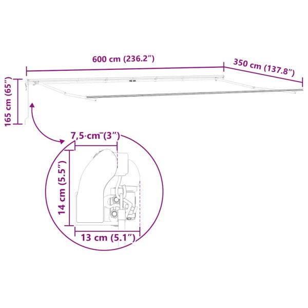 Електрически разтегателен навес Оранжево и кафяво 600 × 350 cm