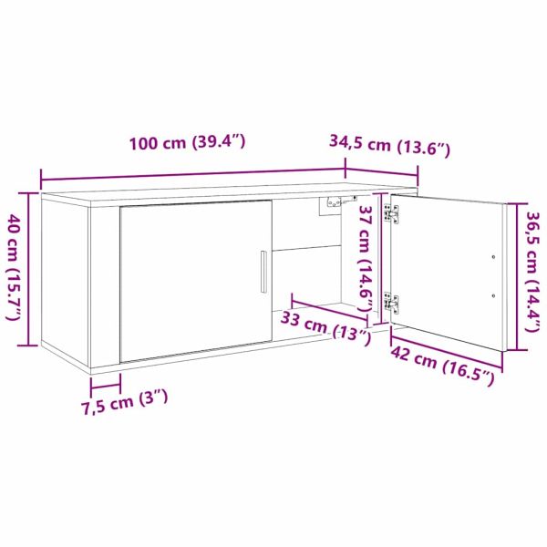 Комплект стенен ТВ шкаф 3 pcs Черния дъб 100 x 34,5 x 40 см