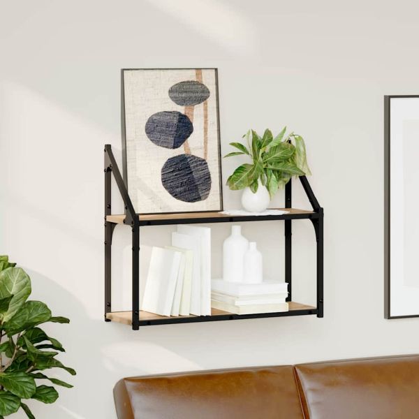 Стенен рафт с рафт дъб артизан 60 x 21 x 51 cm Инженерно дърво