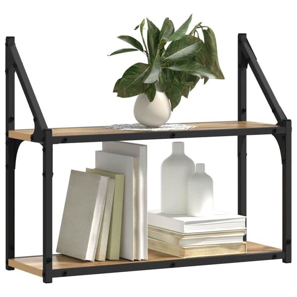 Стенен рафт с рафт дъб артизан 60 x 21 x 51 cm Инженерно дърво