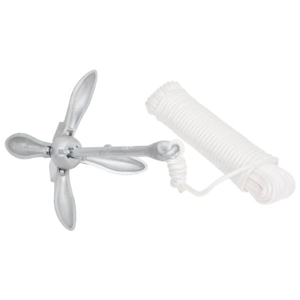 Сгъваема котва с въже сребриста 4 kg Горещо поцинкован чугун