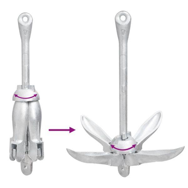 Сгъваема котва с въже сребриста 4 kg Горещо поцинкован чугун