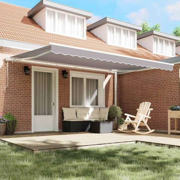 Електрически разтегателен навес Светлосиво 450 × 300 cm