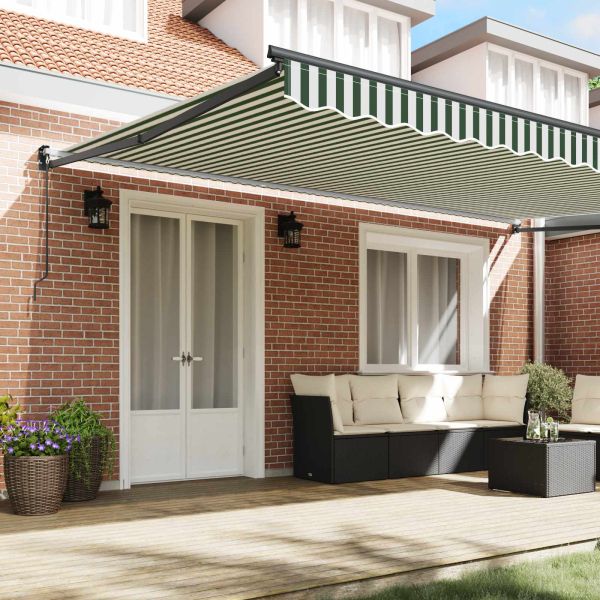 Ръчен сгъваем навес Зелен 500 × 300 cm Полиестер с PU покритие