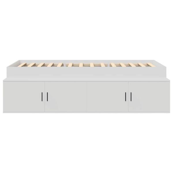 Рамка за легло с чекмедже Бяло 90 x 190 cm Инженерно дърво