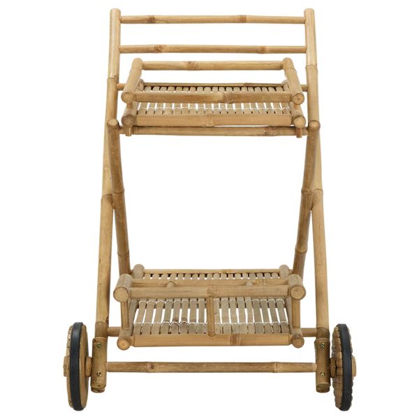 Чайна количка с колела Естествен 79 x 67.5 x 84 см Бамбук