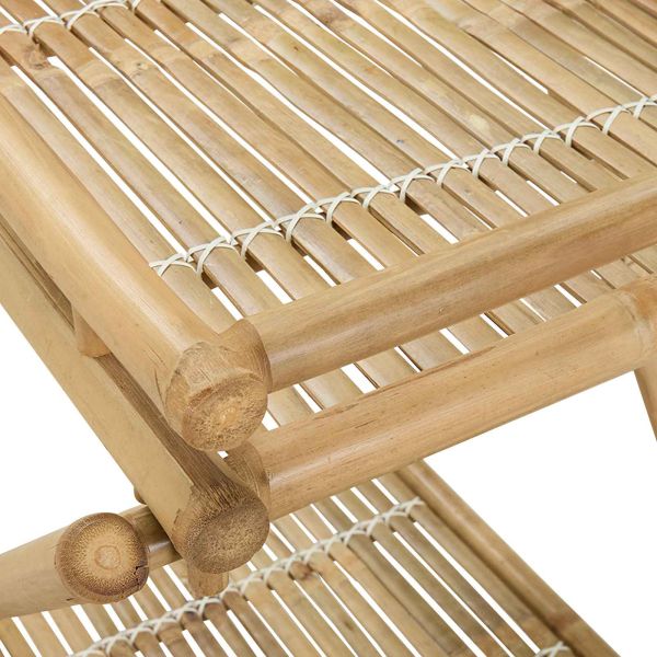 Чайна количка с колела Естествен 79 x 67.5 x 84 см Бамбук