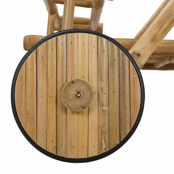 Чайна количка с колела Естествен 79 x 67.5 x 84 см Бамбук